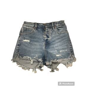 Free People We The Free Curvy Distressed Denim Shorts